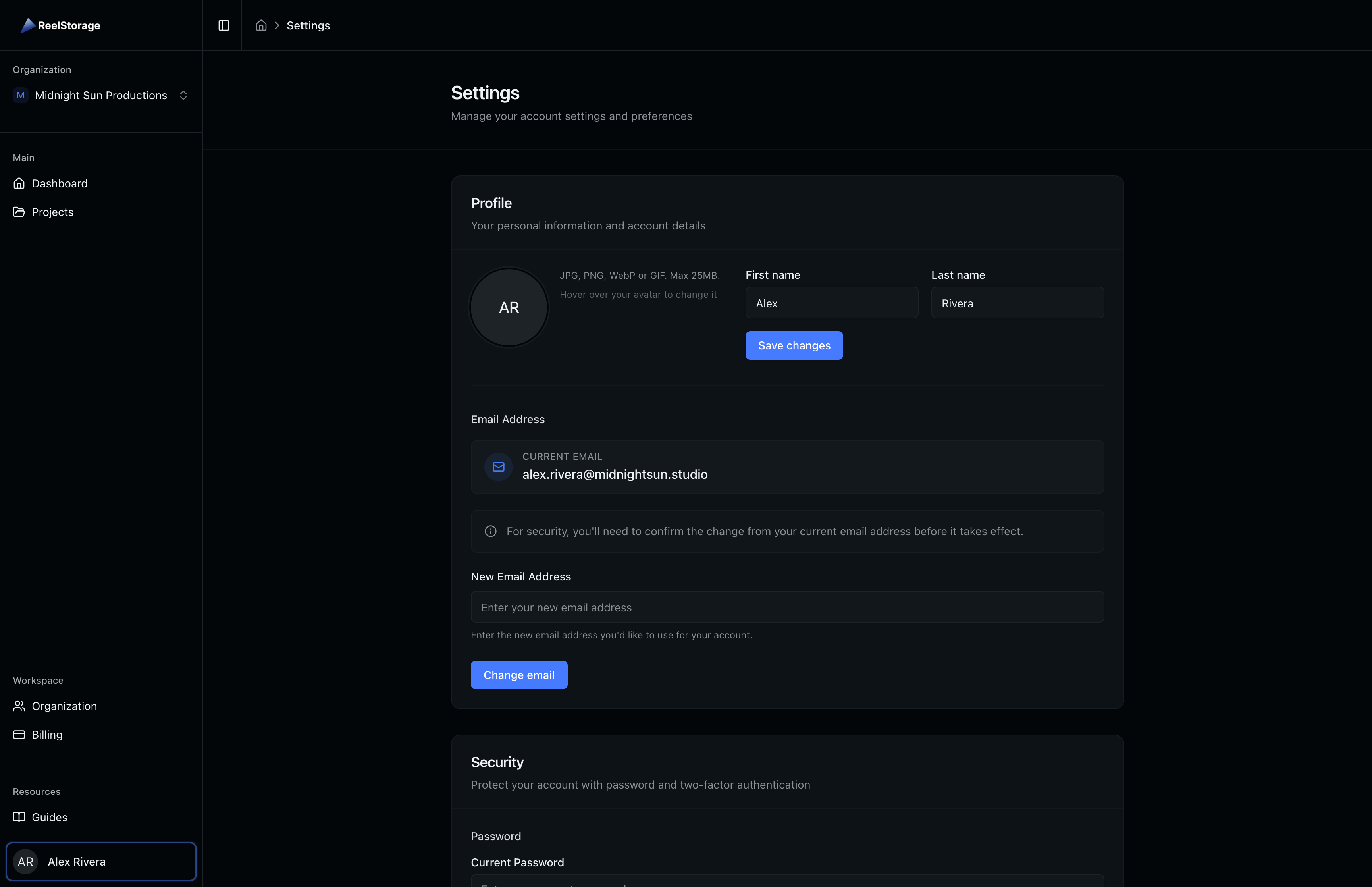 Managing Your Account Settings | ReelStorage