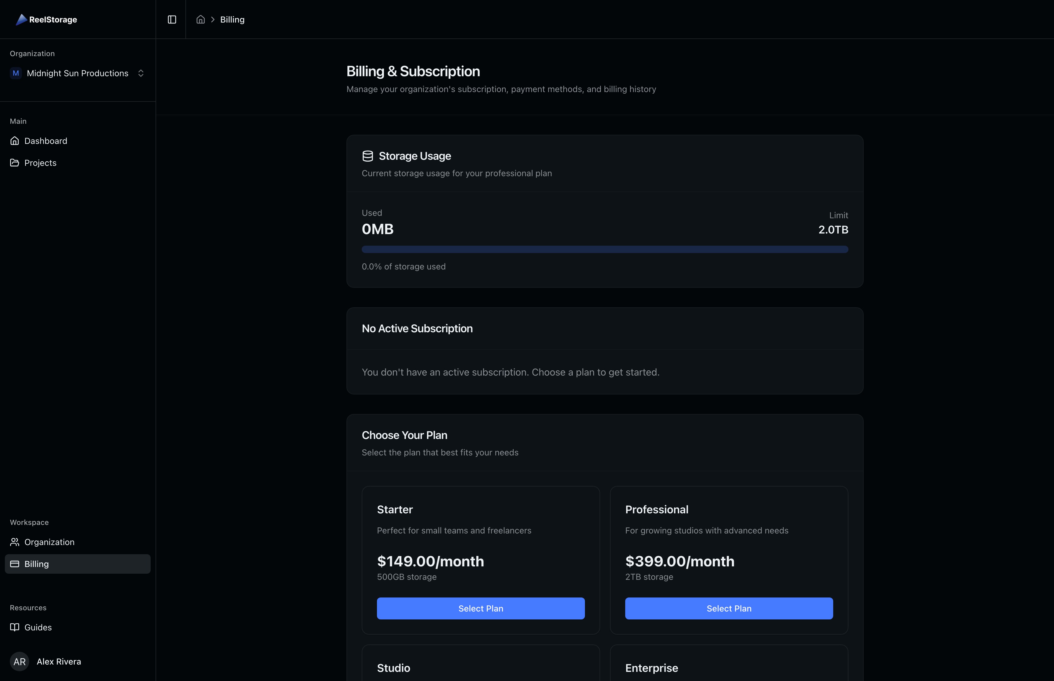 Managing Your Subscription | ReelStorage